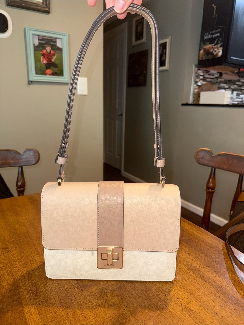 kate spade Beige, Cream & Taupe Two-Tone Leather Satchel